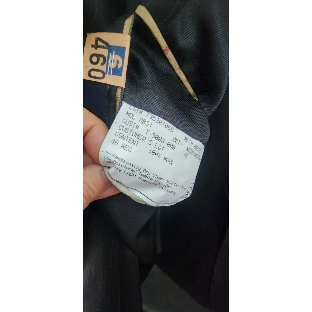 Burberry Men's Suit Blazer 46R 2-Button‎ Grey Pin-Striped 100% Wool EUC